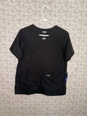 Landau Black Short Sleeve V-Neck Scrub Top XSM Scrub Top